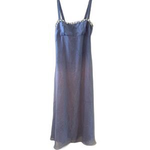 Vintage Purple Violet & Rosette Flower Long Chiffon Dress Formal Gown USA Size 6